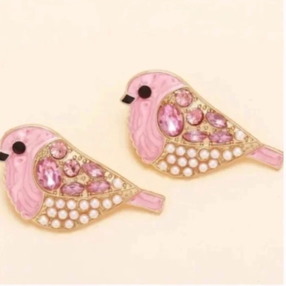 ❤️ FREE Bird Rhinestone Chick Animal Chic Glam Elegant Party Shimmer Earrings - Picture 1 of 3